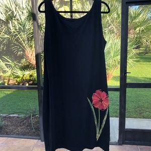 Vintage 1990 sleeveless cotton hand painted dress